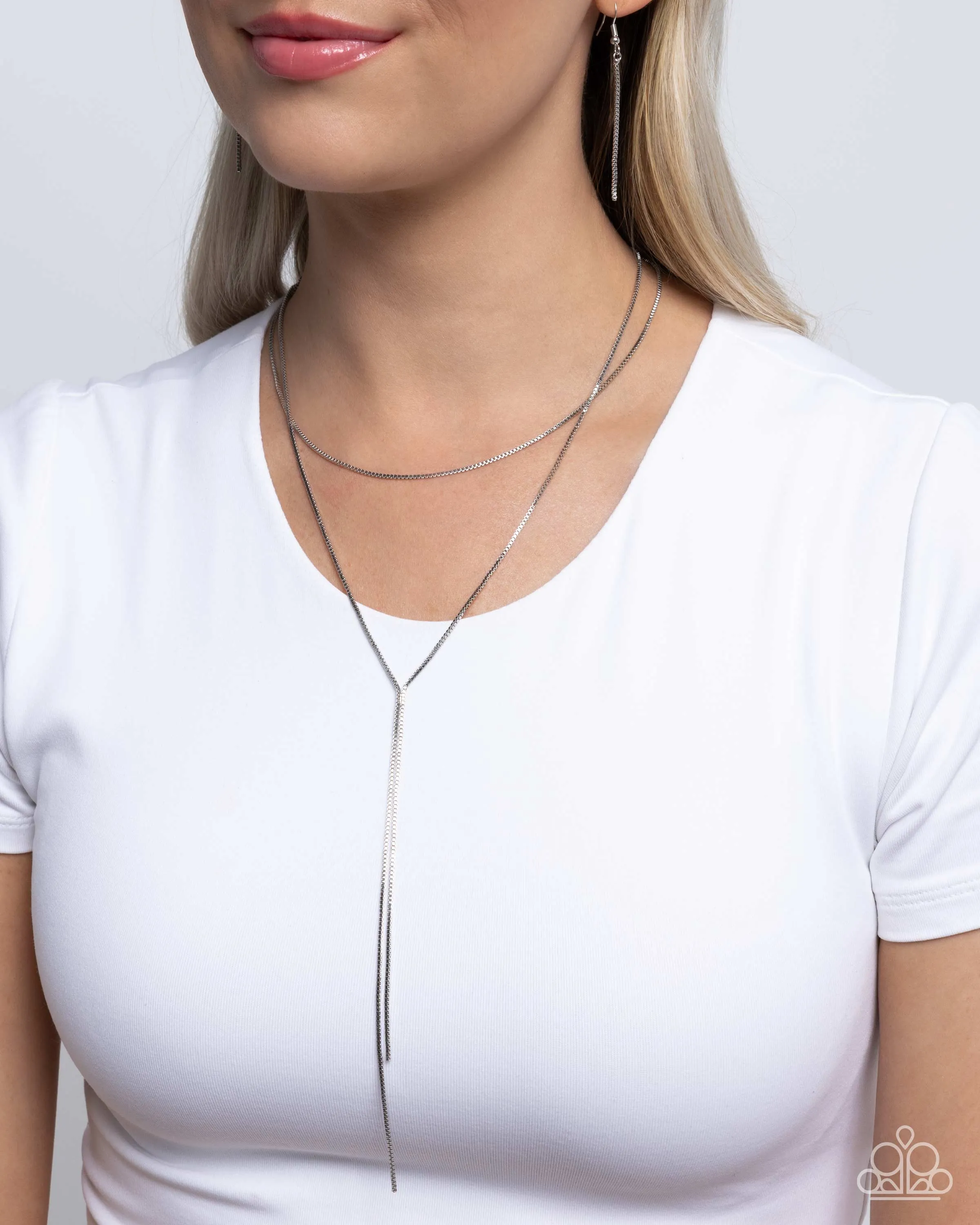 Dutiful Dance - Silver - Tiered Box Chain Paparazzi Short Necklace