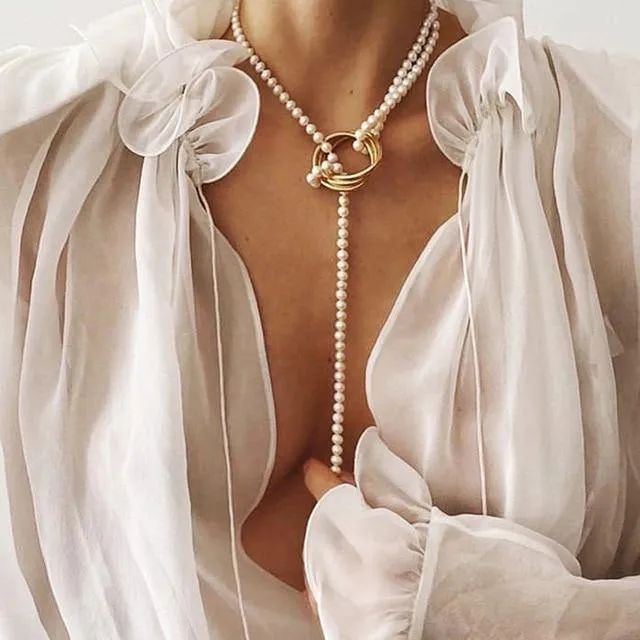 Elegant Flower Pearl Choker Necklace