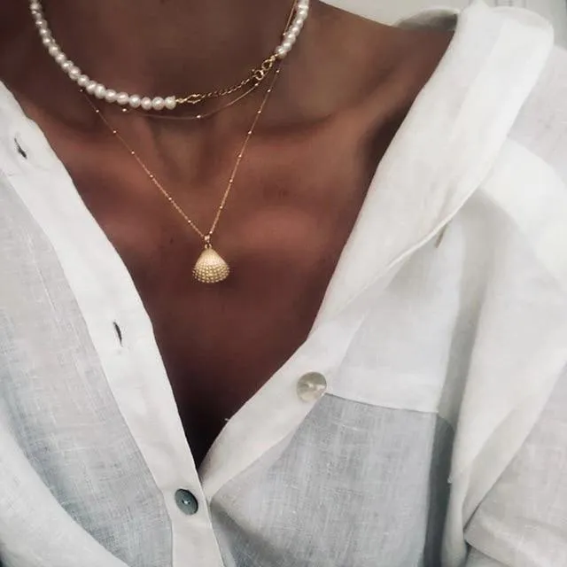 Elegant Flower Pearl Choker Necklace