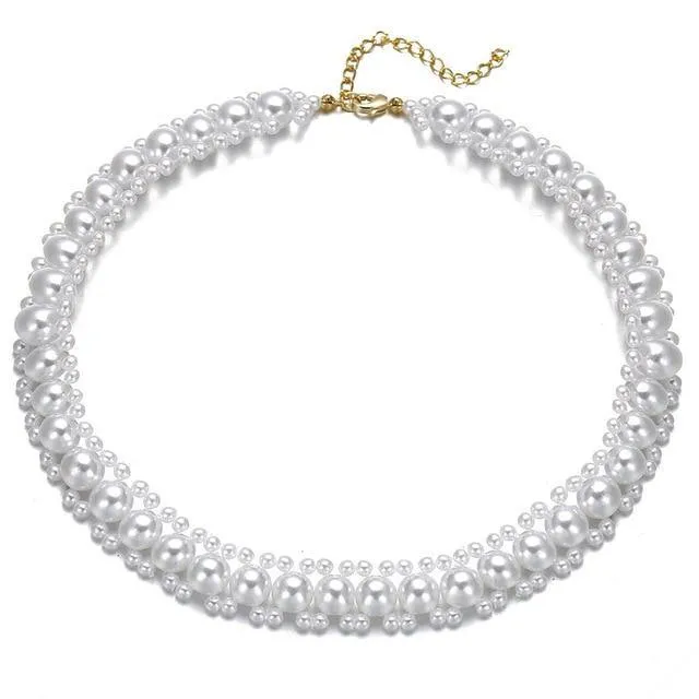Elegant Flower Pearl Choker Necklace