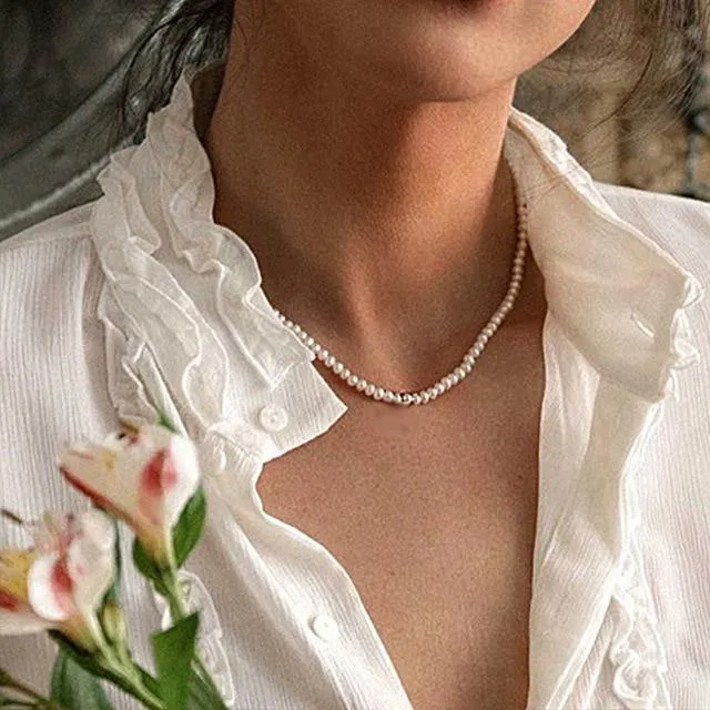 Elegant Flower Pearl Choker Necklace