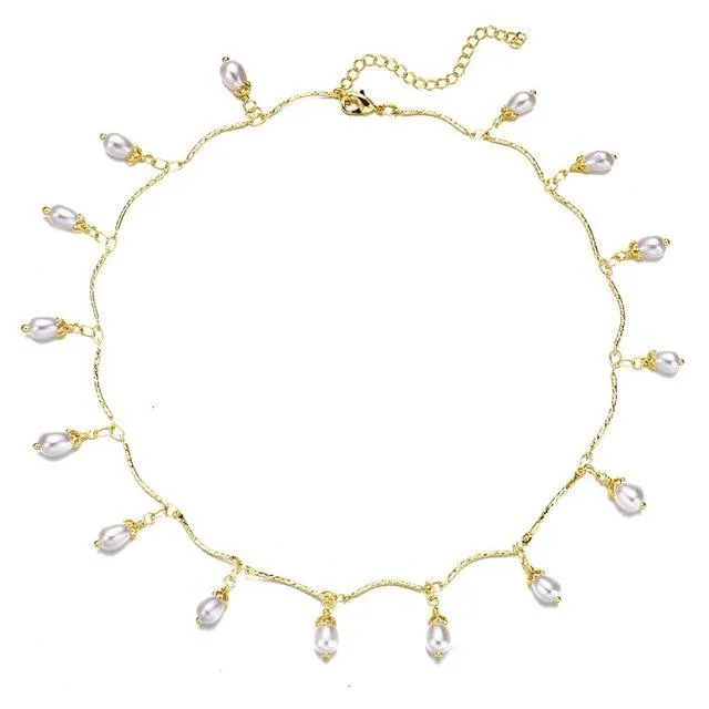 Elegant Flower Pearl Choker Necklace