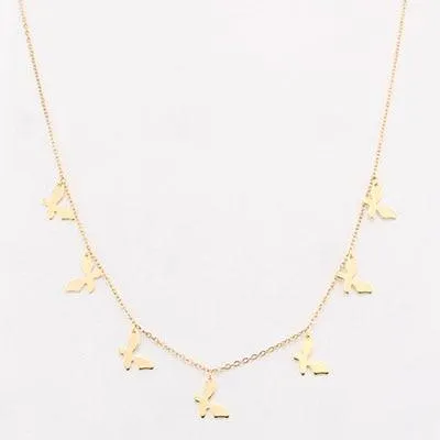 Elegant Non-Fading Luxury Stainless Steel Animal Butterfly Star Gold Necklace Amazing Women Choker Necklaces Pendants Femme Chain Jewelry Gifts