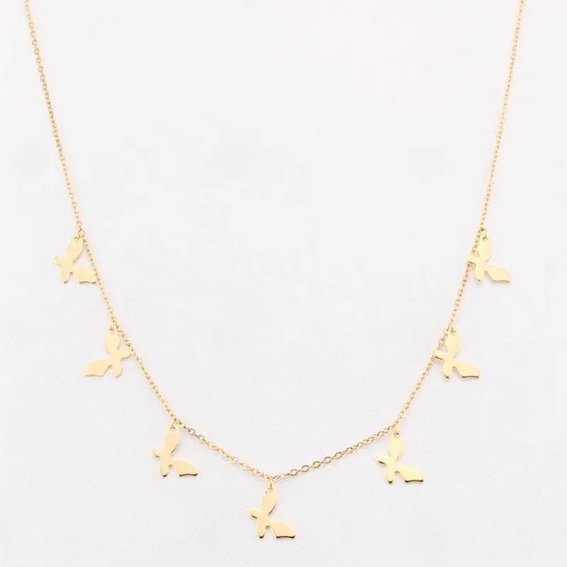 Elegant Non-Fading Luxury Stainless Steel Animal Butterfly Star Gold Necklace Amazing Women Choker Necklaces Pendants Femme Chain Jewelry Gifts