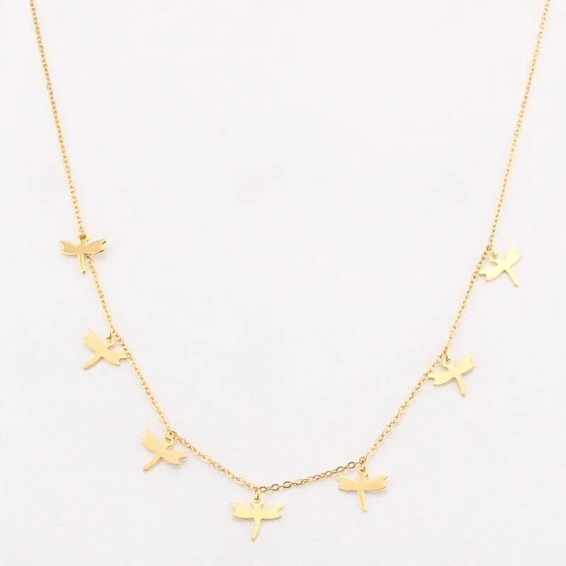Elegant Non-Fading Luxury Stainless Steel Animal Butterfly Star Gold Necklace Amazing Women Choker Necklaces Pendants Femme Chain Jewelry Gifts