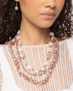 Essential Elegance - Brown - Pearl and Bead Tiered Paparazzi Short Necklace