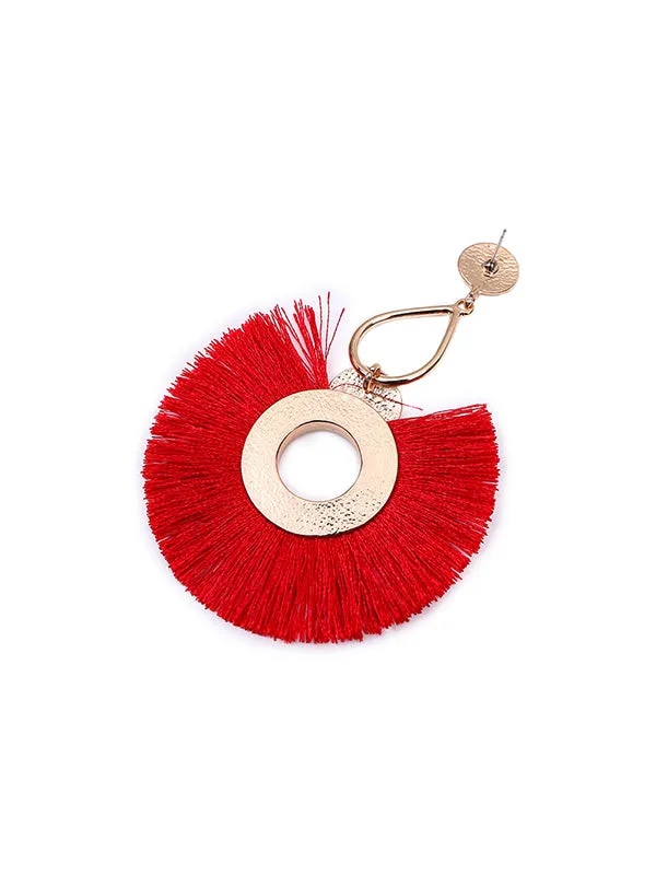 Exaggerated Big Circle Tassel Earrings