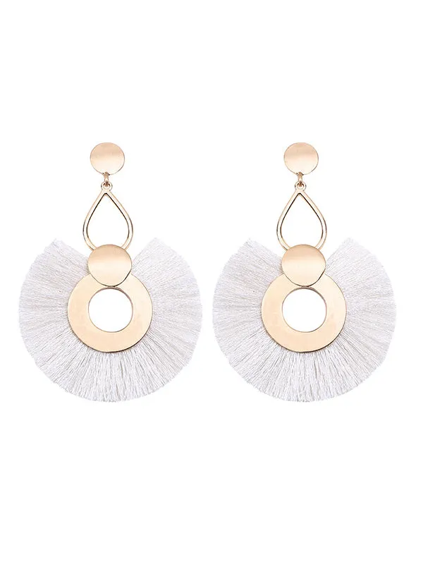 Exaggerated Big Circle Tassel Earrings