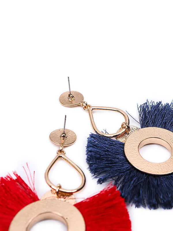 Exaggerated Big Circle Tassel Earrings