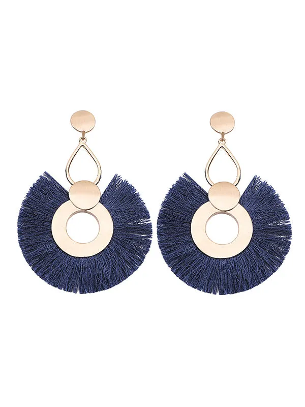 Exaggerated Big Circle Tassel Earrings