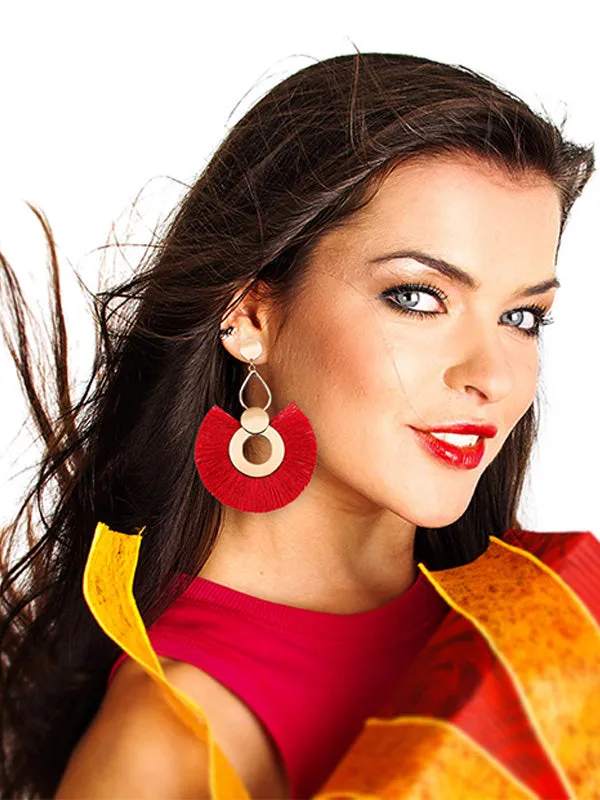 Exaggerated Big Circle Tassel Earrings
