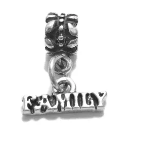 Exquisite "Family" Charm with Euro Bead in Sterling Silver