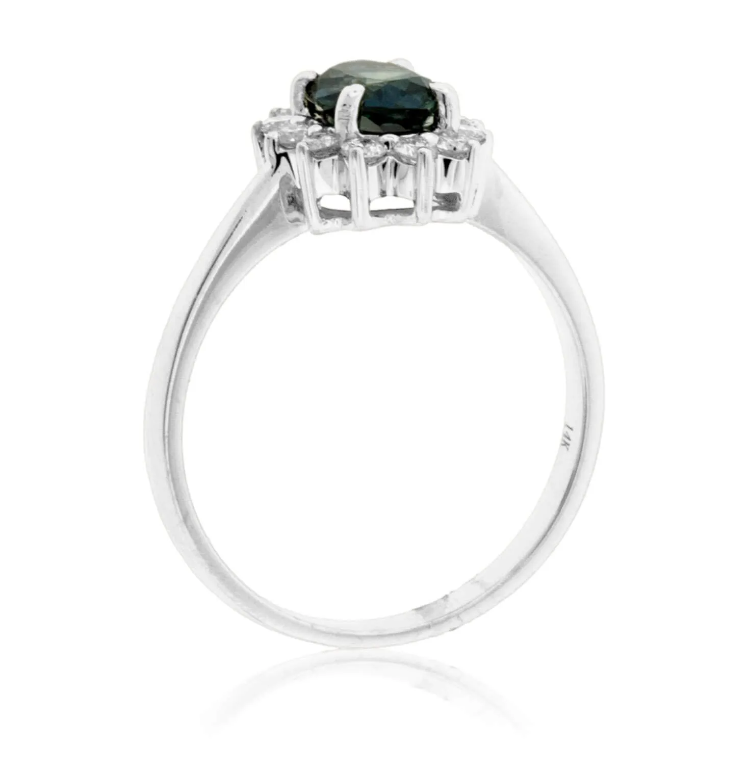 Fancy Cut Montana Sapphire & Classic Style Diamond Halo Ring