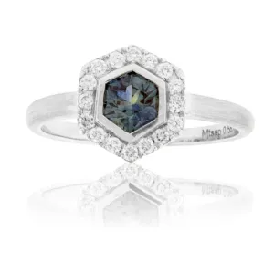 Fancy Cut Montana Sapphire & Diamond Halo Ring