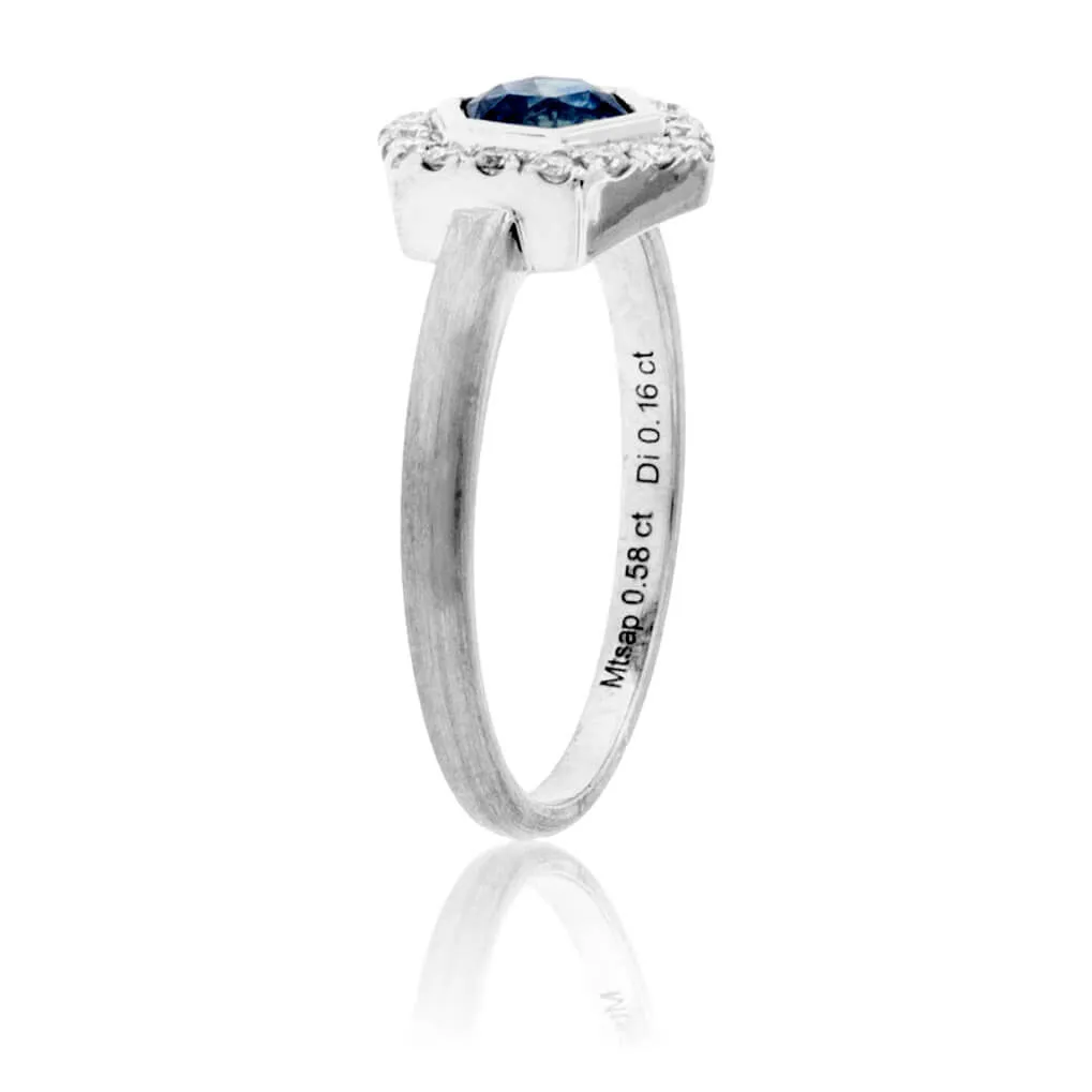 Fancy Cut Montana Sapphire & Diamond Halo Ring