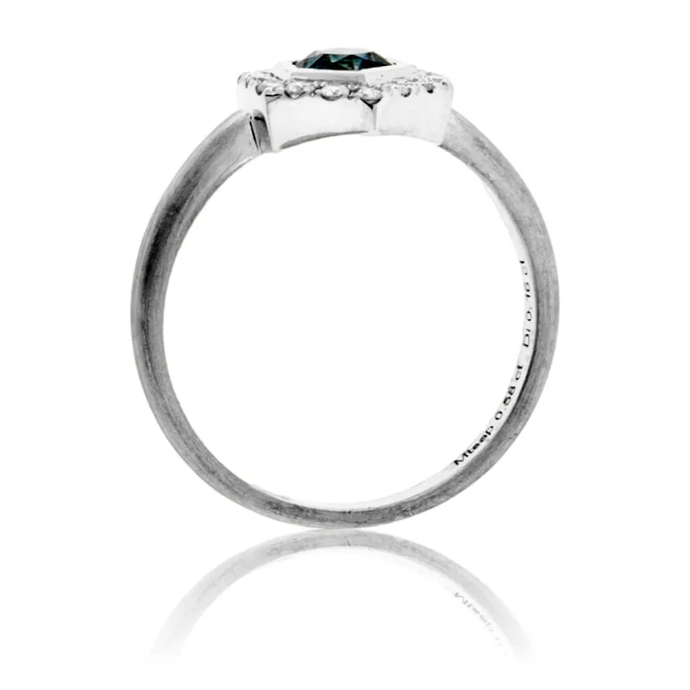 Fancy Cut Montana Sapphire & Diamond Halo Ring