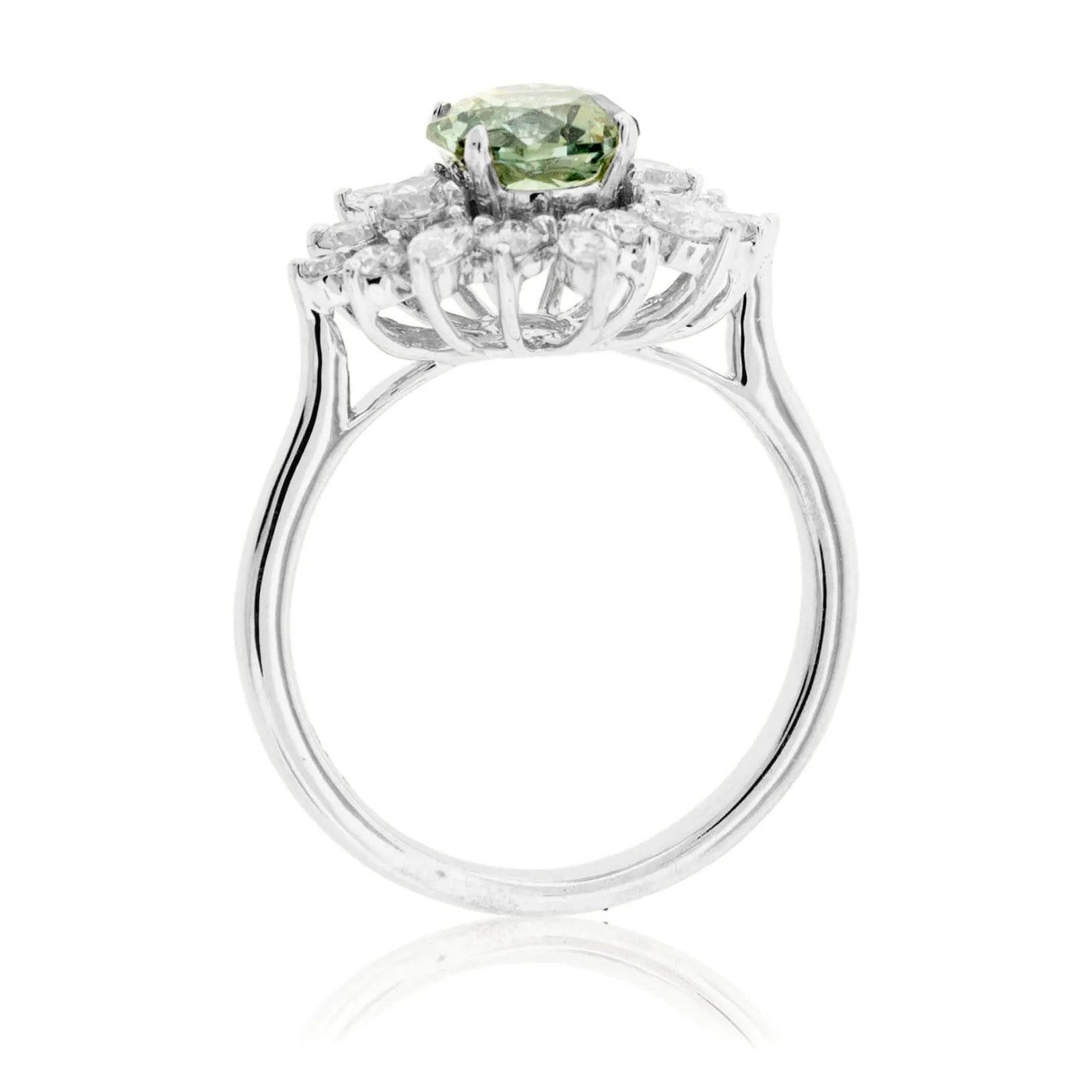Fancy Cut No Heat Montana Sapphire & Burst Style Diamond Halo Ring