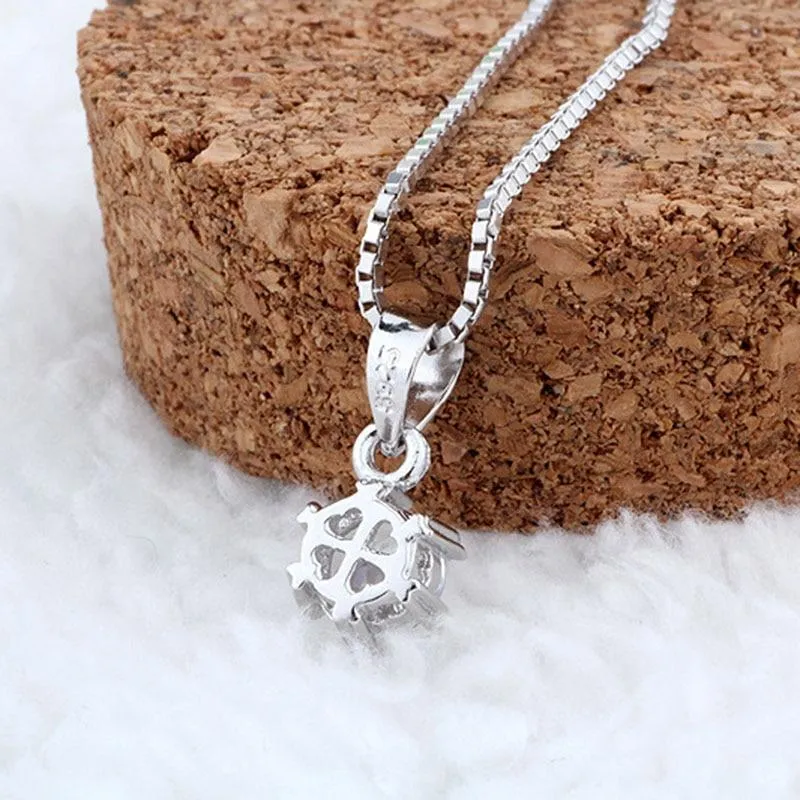 Fashion 925 Sterling Silver Necklaces Pendants For Women Jewelry Trendy Round Zirconia Female Chain