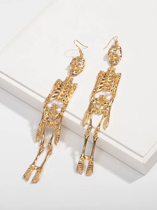 Fashion Skeleton Pendant Geometric Exaggerated Tassel Earrings