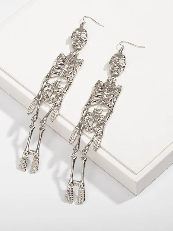 Fashion Skeleton Pendant Geometric Exaggerated Tassel Earrings