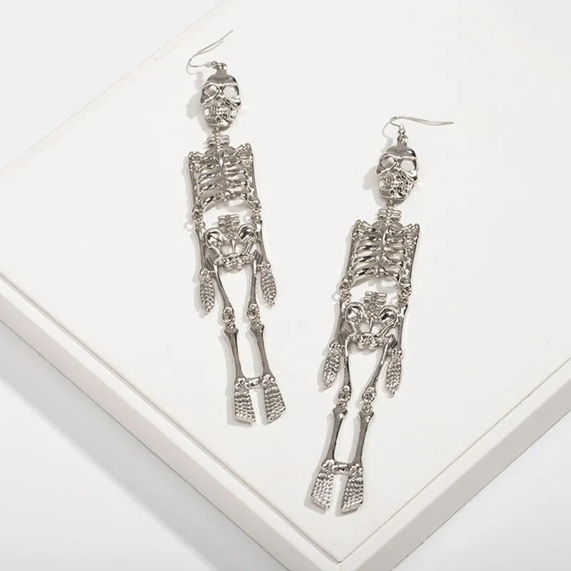 Fashion Skeleton Pendant Geometric Exaggerated Tassel Earrings