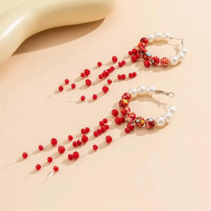 Faux Pearl Beads Tassel Chain Women's Earrings