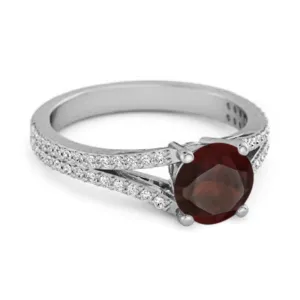 Felicity Design 925 Silver 0.50 Ctw Garnet Solitaire Accents Ring