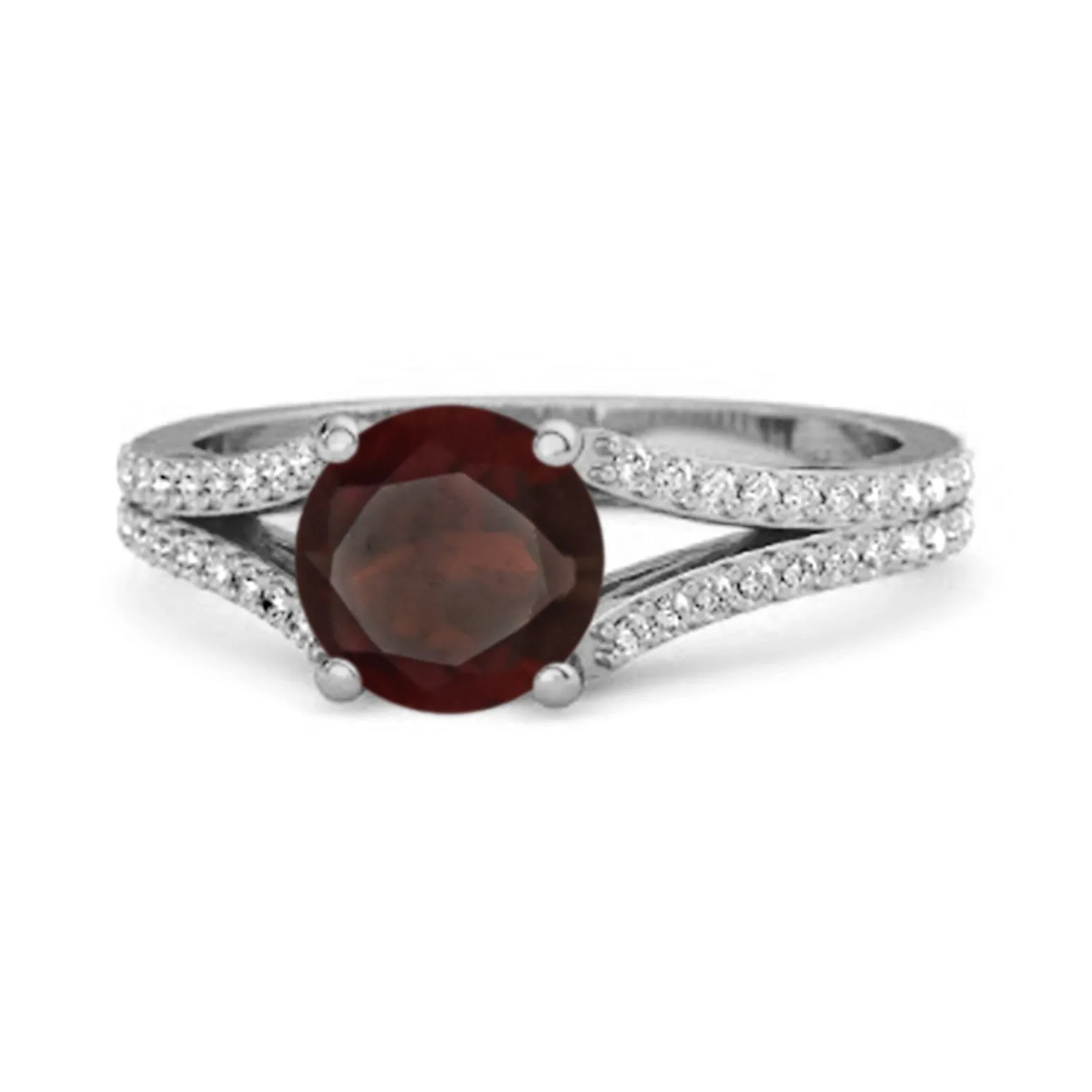 Felicity Design 925 Silver 0.50 Ctw Garnet Solitaire Accents Ring