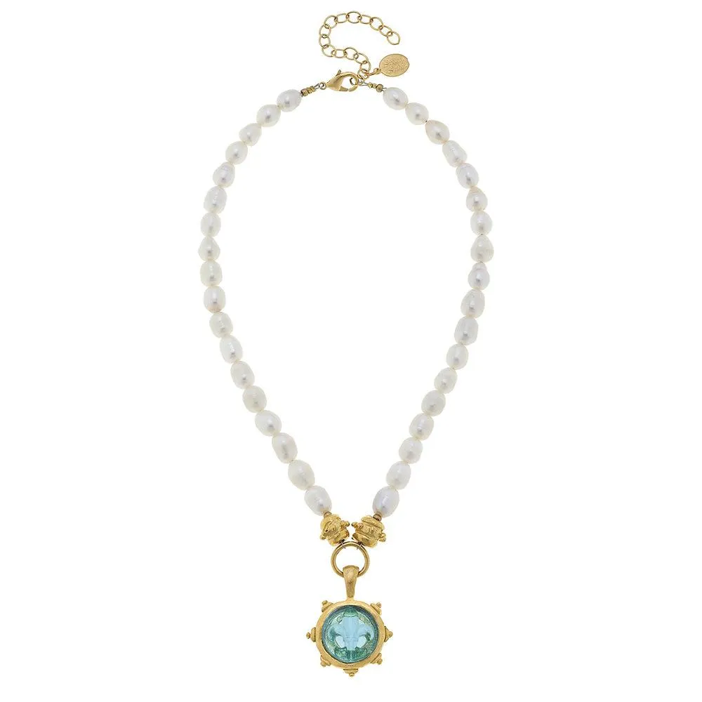 Fleur Venetian Glass Pendant on Pearls