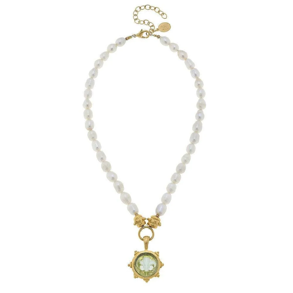 Fleur Venetian Glass Pendant on Pearls