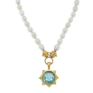 Fleur Venetian Glass Pendant on Pearls