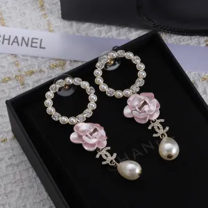 Flower Pearl Dangle Earrings