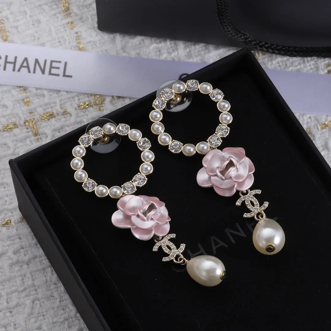 Flower Pearl Dangle Earrings