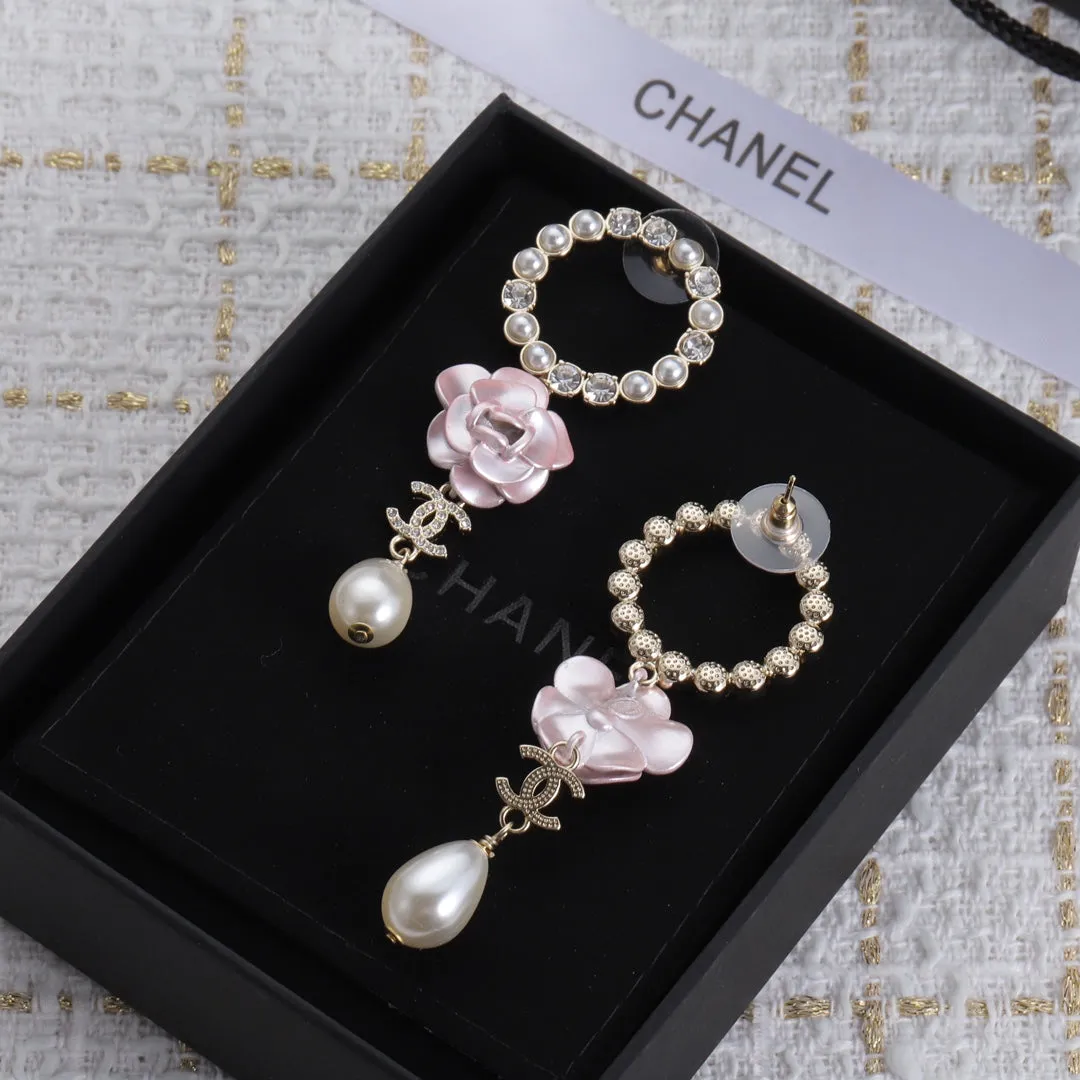 Flower Pearl Dangle Earrings