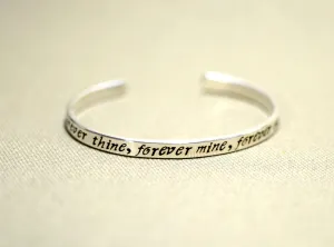 Forever thine forever mine forever ours on polished sterling silver cuff bracelet