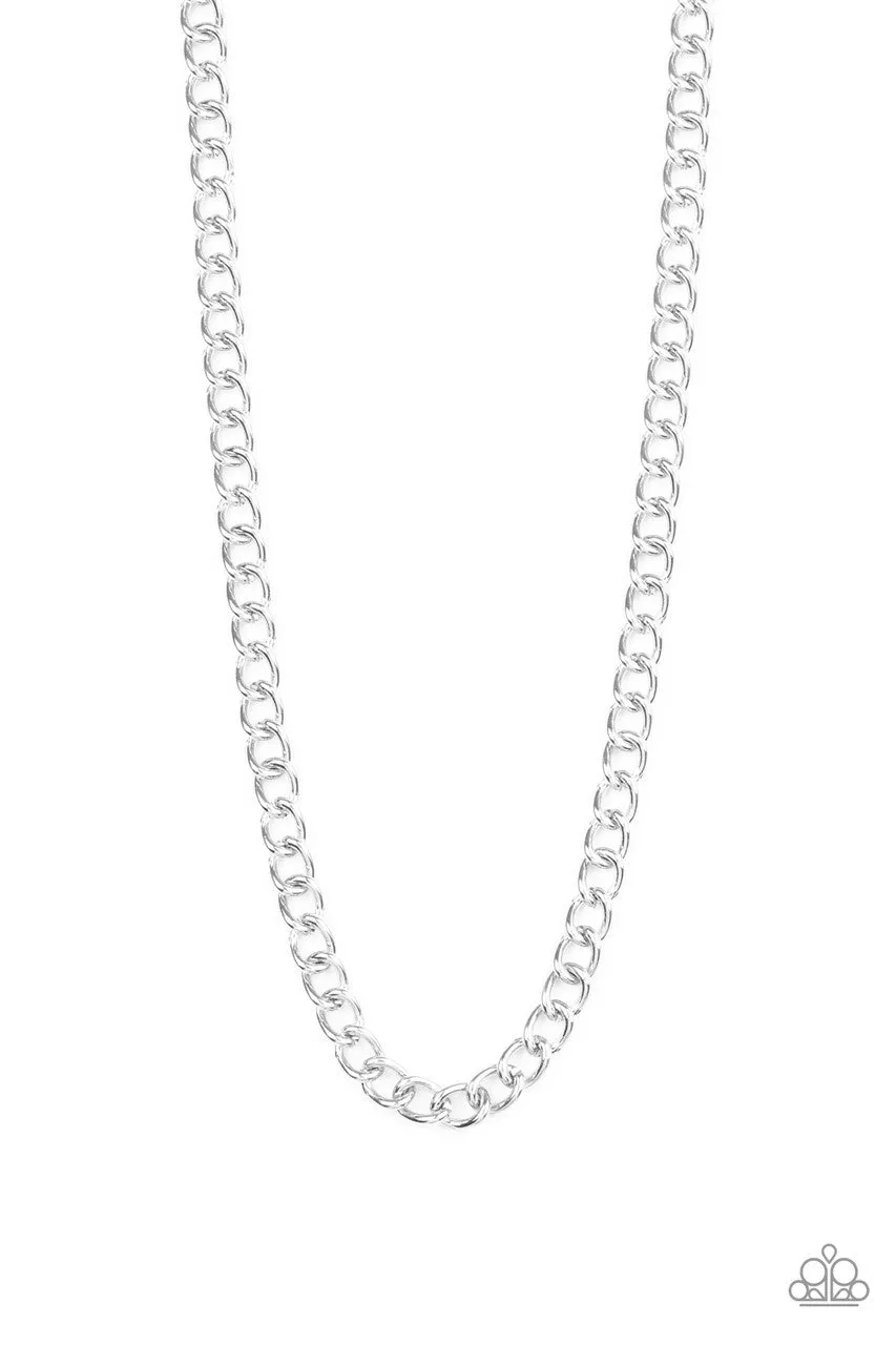 Full Court Silver Paparazzi Men's Necklace