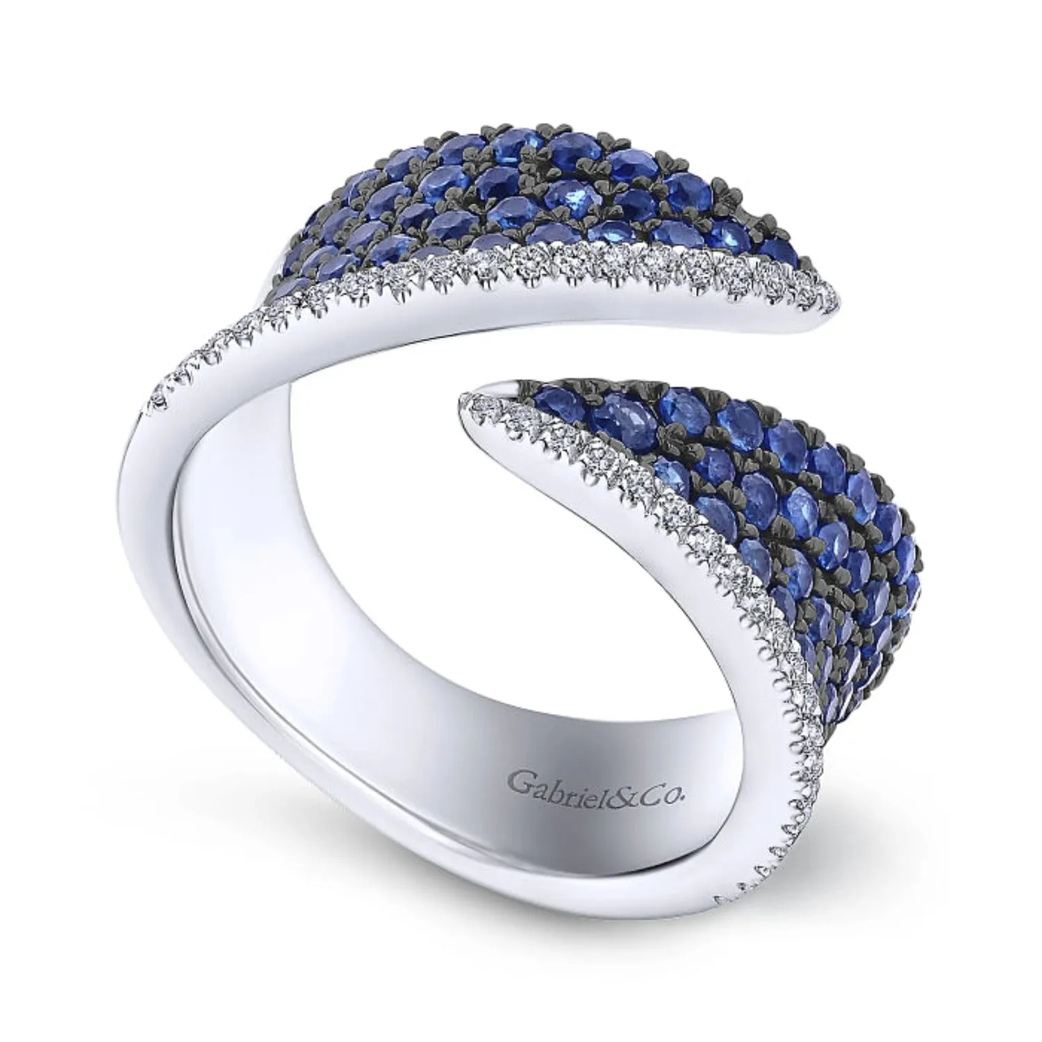 Gabriel & Co. Lusso Blue Sapphire & Diamond Wide Band