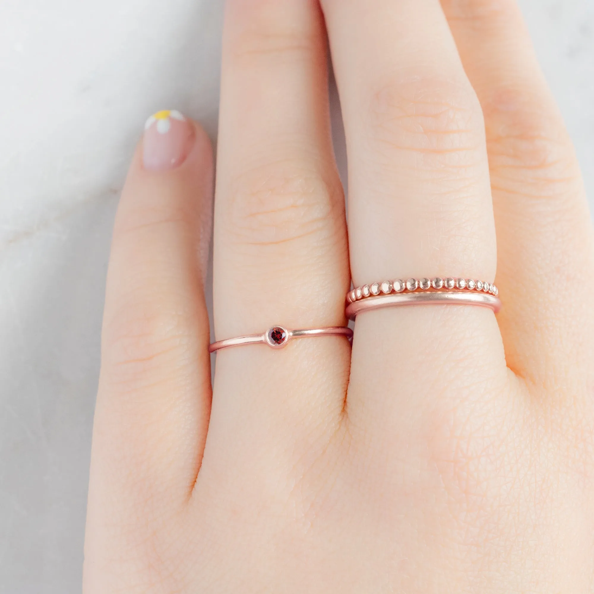 Garnet Birthstone Stacking Ring | 10K Rose Gold