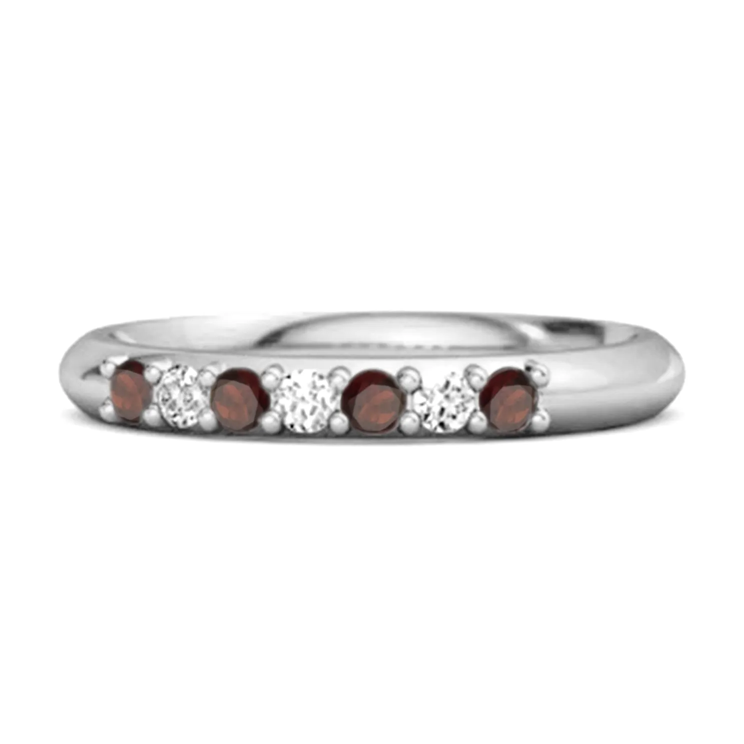 Garnet Eternity 925 Sterling Silver Stackable Mismatch Ring