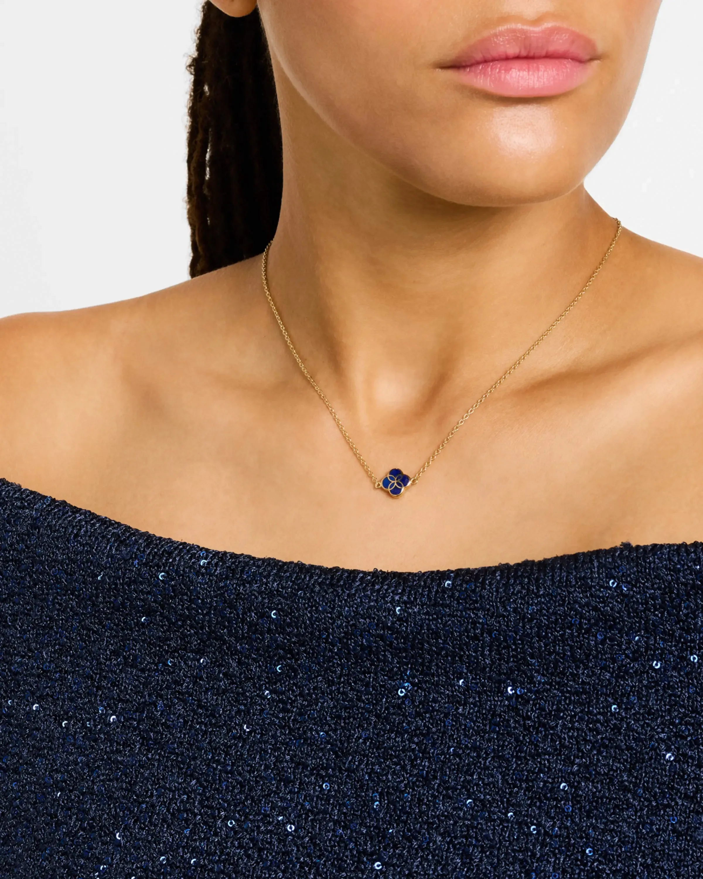 Gemstone Petal Gold Vermeil Sterling Silver Necklace