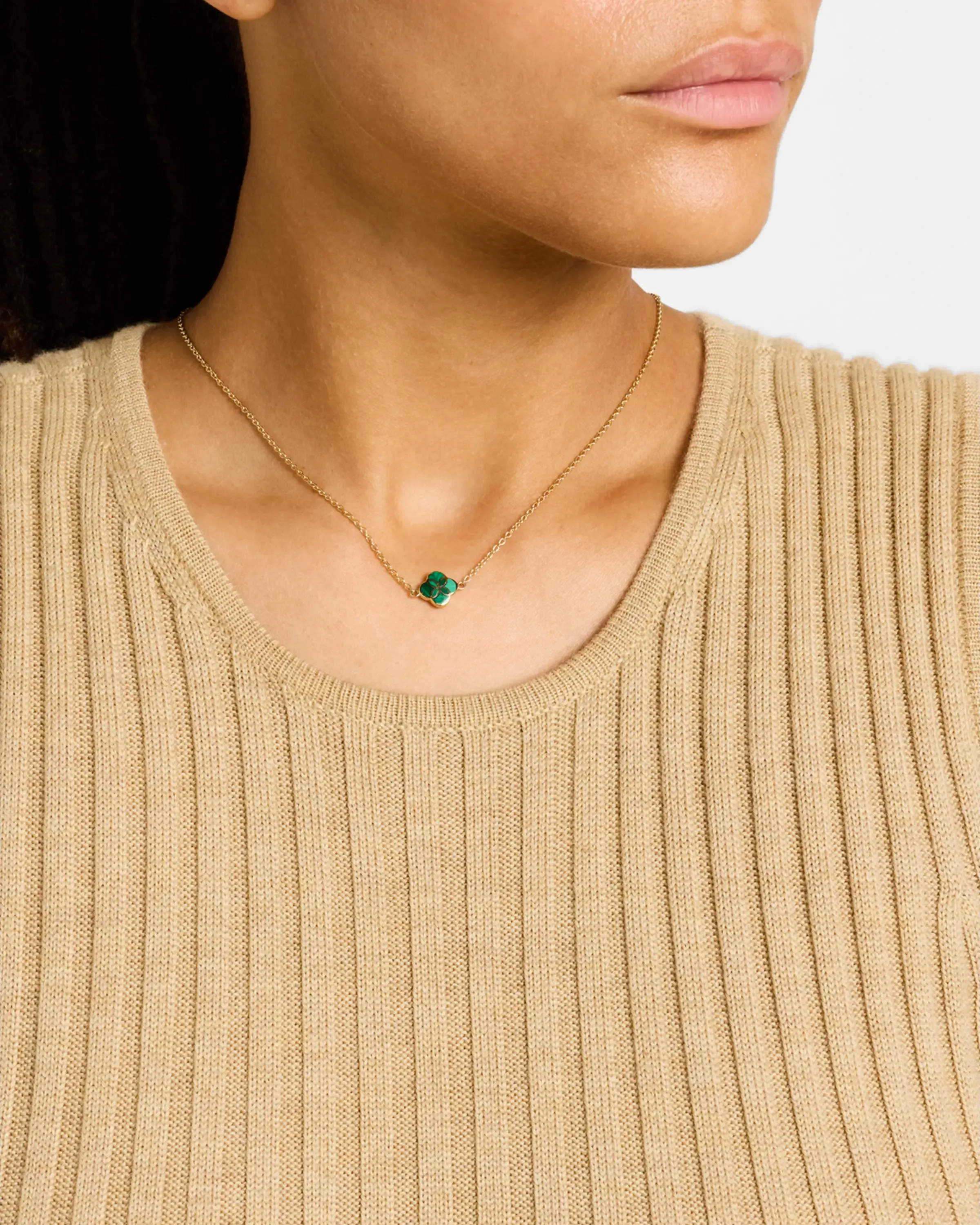 Gemstone Petal Gold Vermeil Sterling Silver Necklace