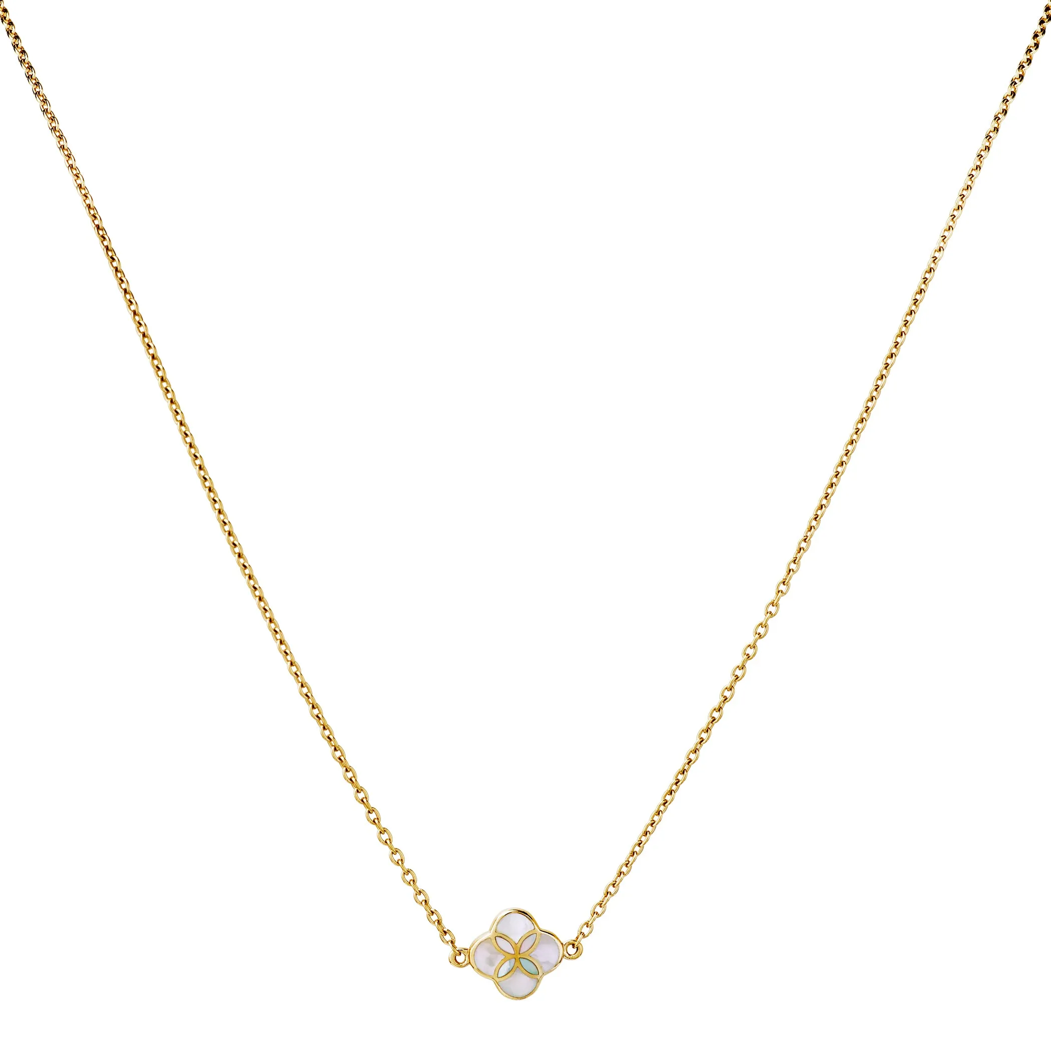 Gemstone Petal Gold Vermeil Sterling Silver Necklace