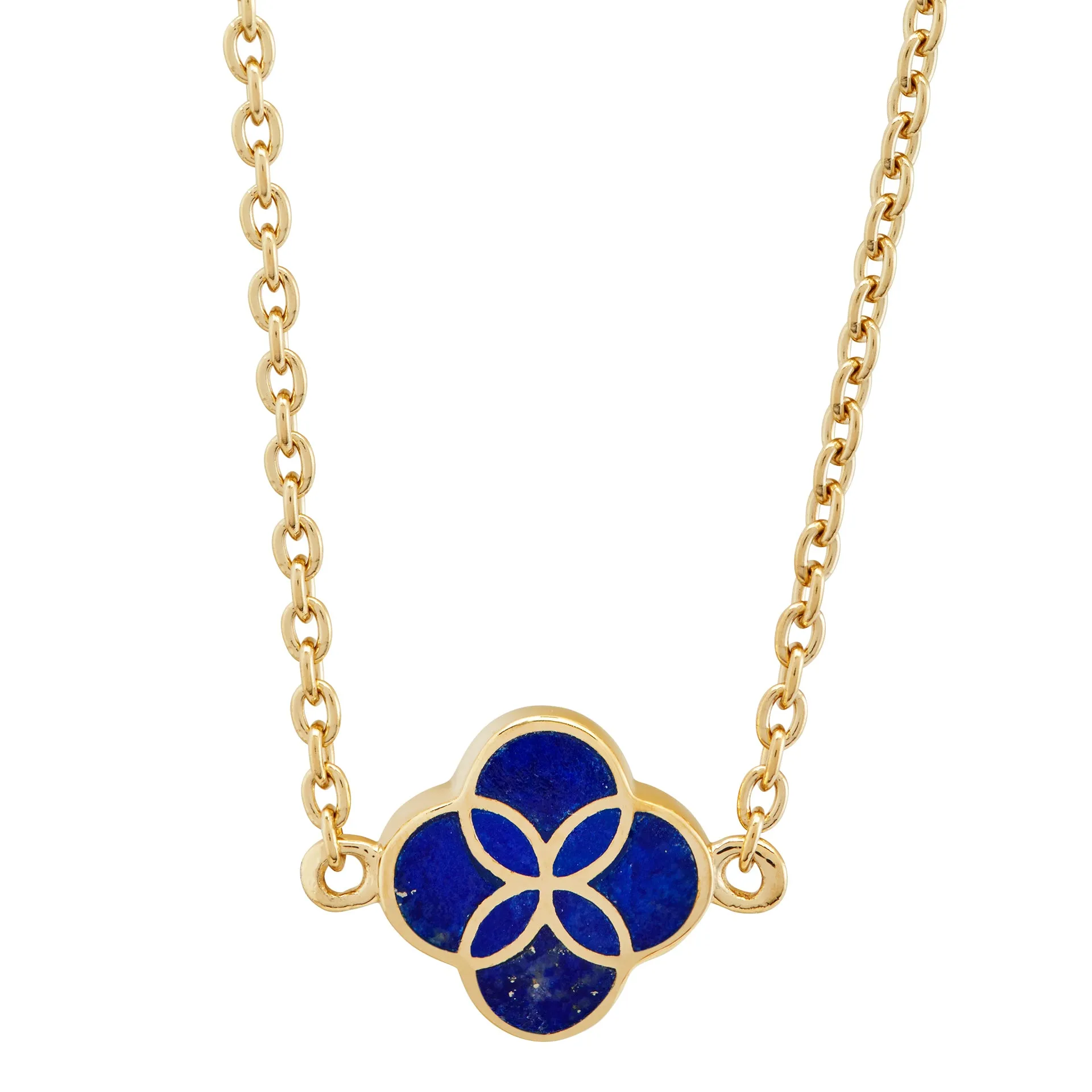 Gemstone Petal Gold Vermeil Sterling Silver Necklace