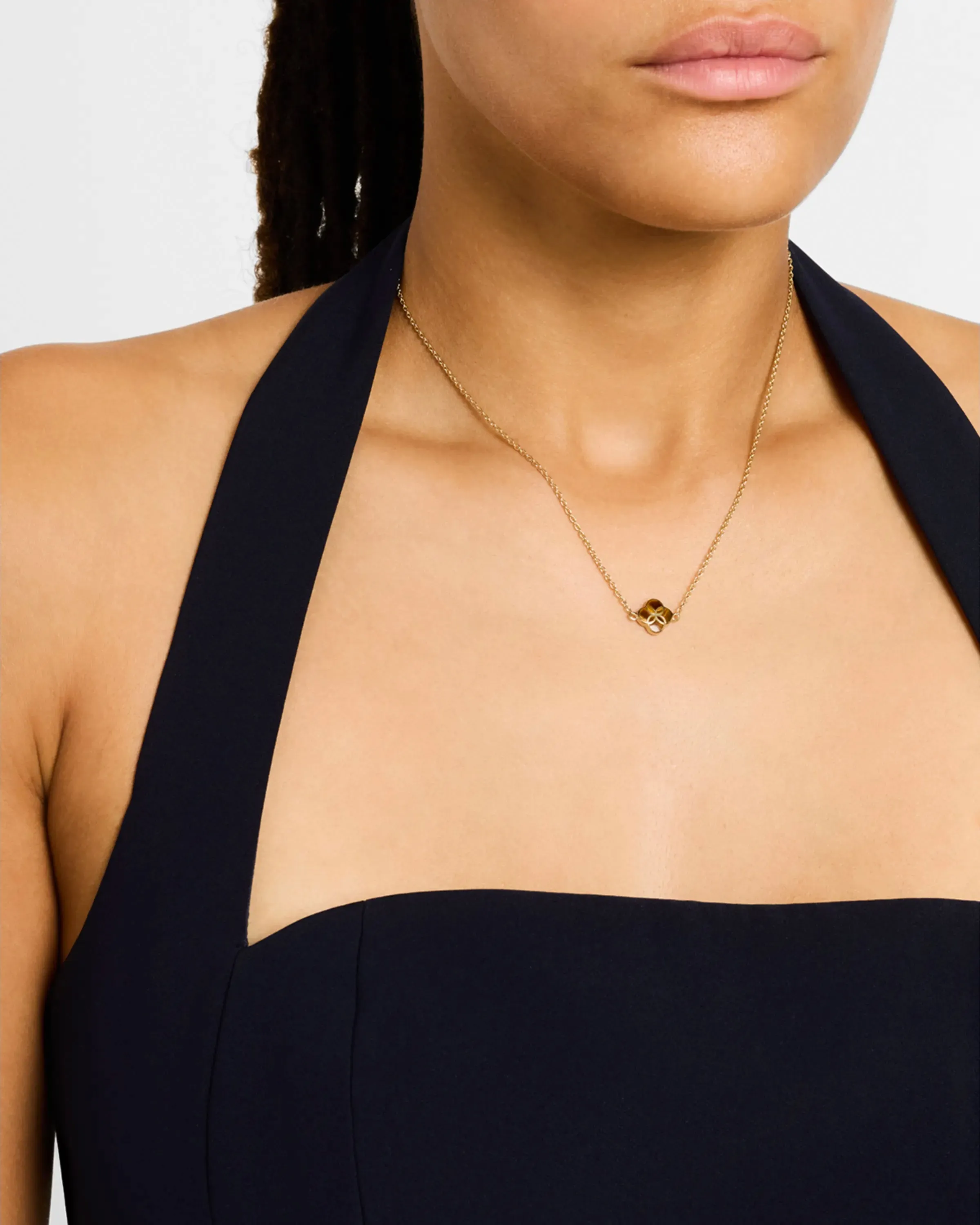 Gemstone Petal Gold Vermeil Sterling Silver Necklace