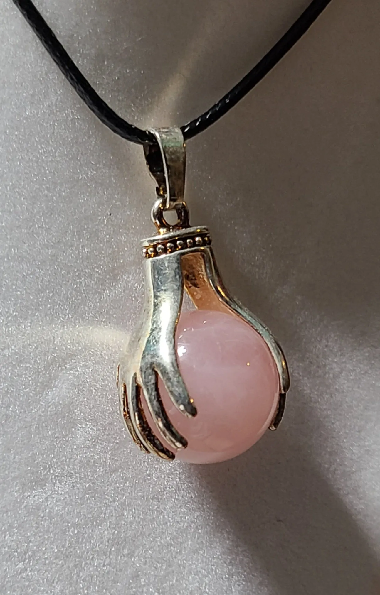 Gemstone Sphere / Silver Hands Necklaces