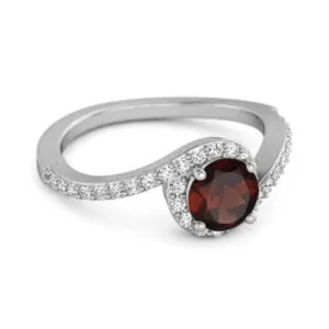 Genuine 0.25 Ctw Garnet 925 Sterling Silver Women Ring