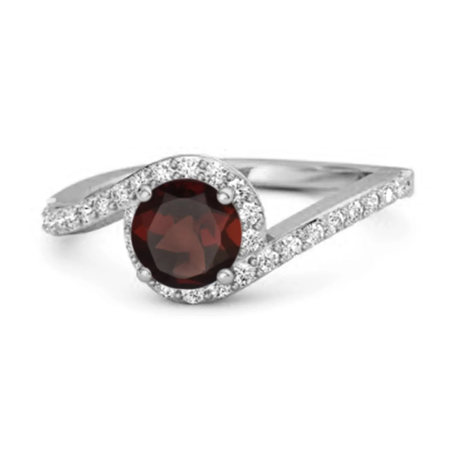 Genuine 0.25 Ctw Garnet 925 Sterling Silver Women Ring
