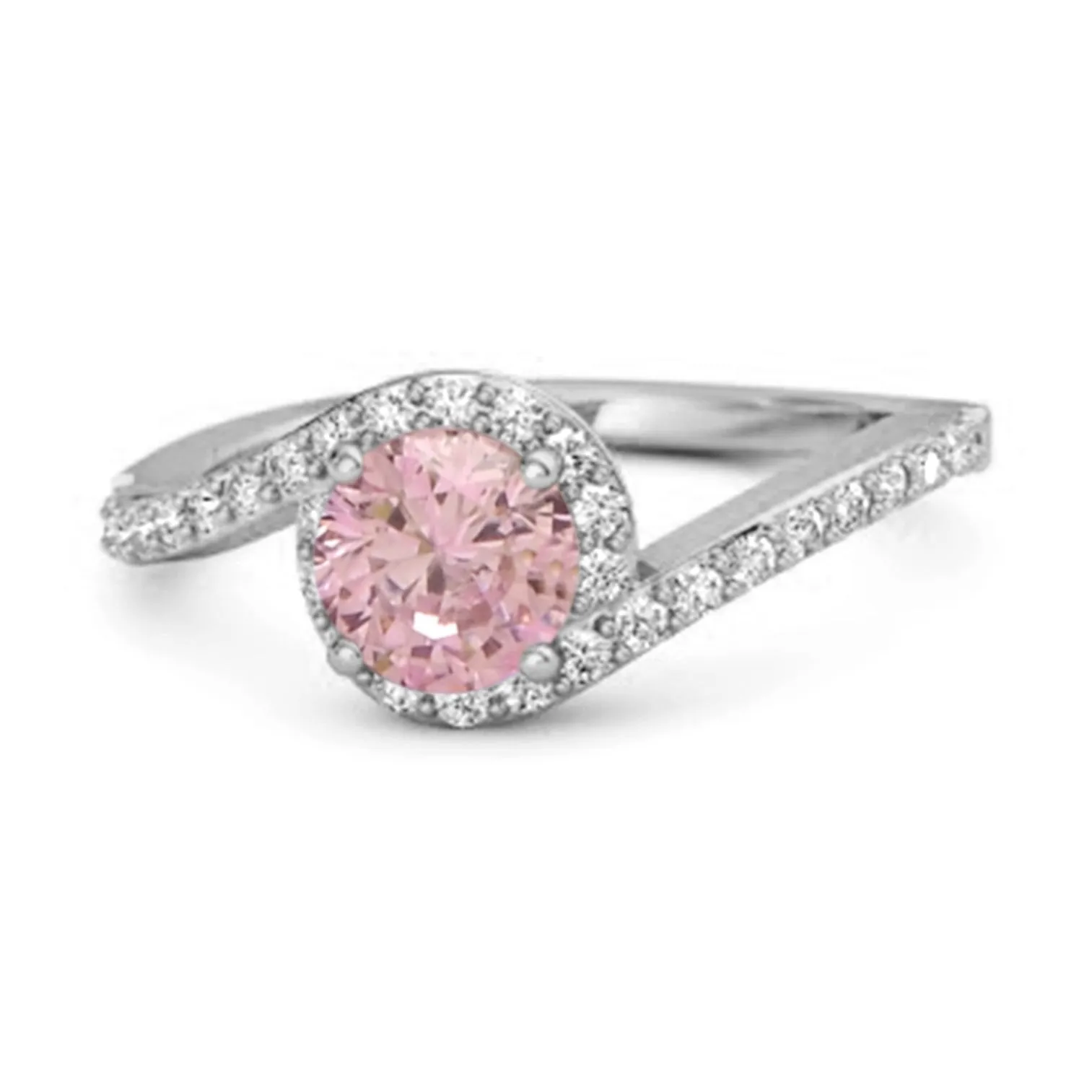 Genuine 0.25 Ctw Pink Zirconia 925 Sterling Silver Women Ring