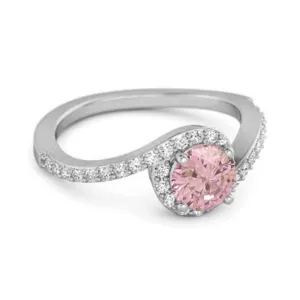 Genuine 0.25 Ctw Pink Zirconia 925 Sterling Silver Women Ring
