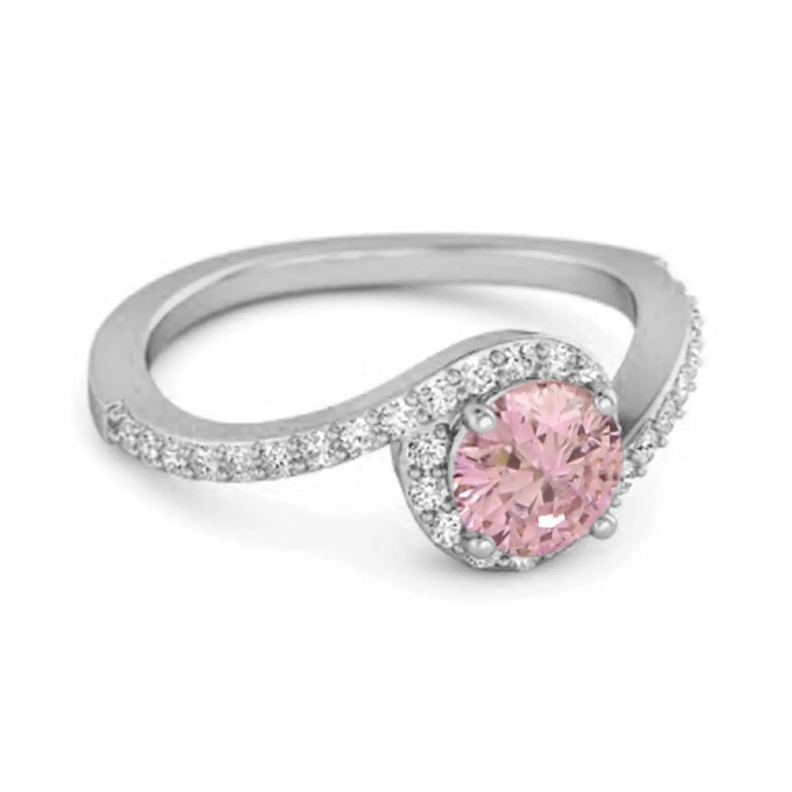 Genuine 0.25 Ctw Pink Zirconia 925 Sterling Silver Women Ring